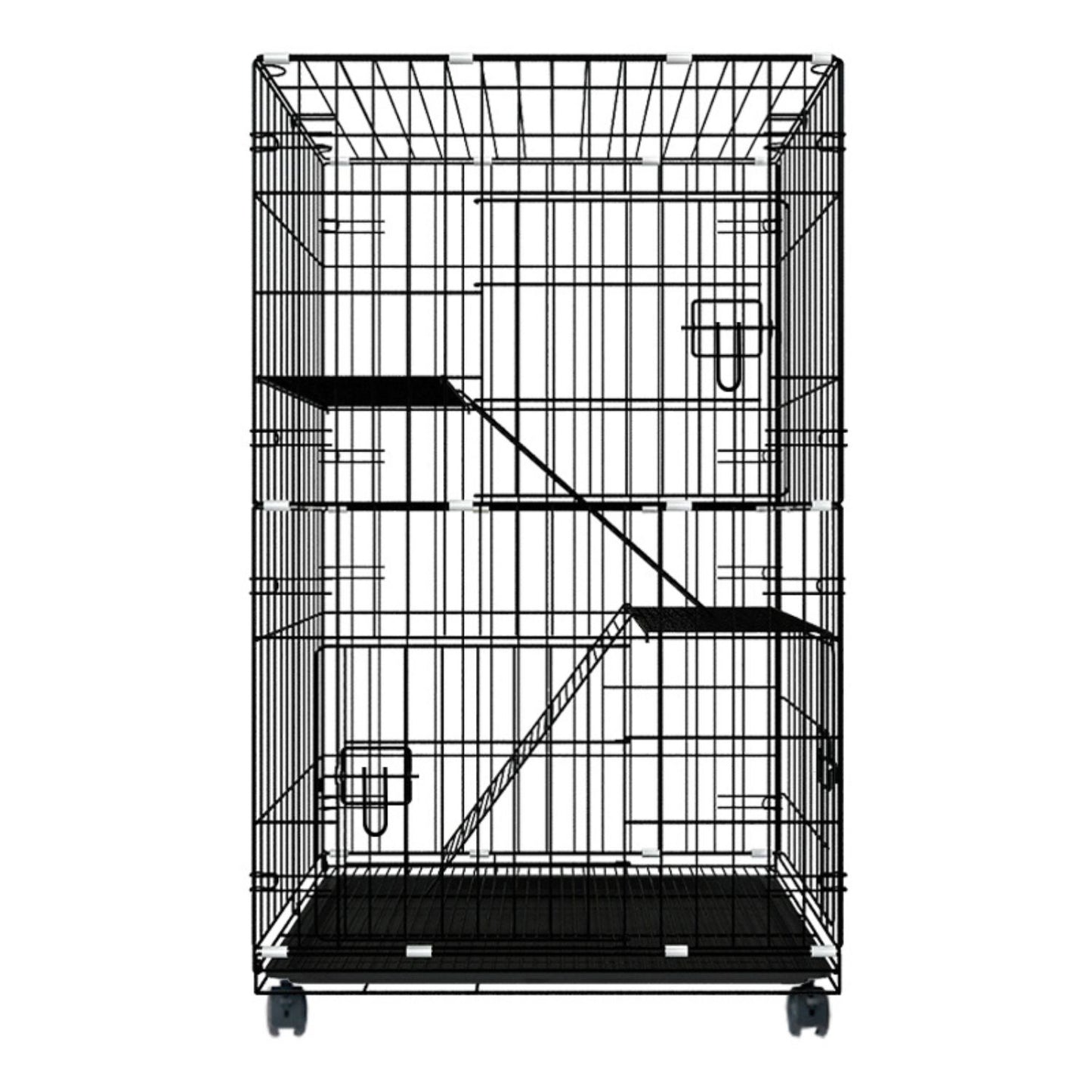 FLOOFI Three-Level Pet Rabbit Bird Cage with Hammock (Black) FI-PRBC-100-XD