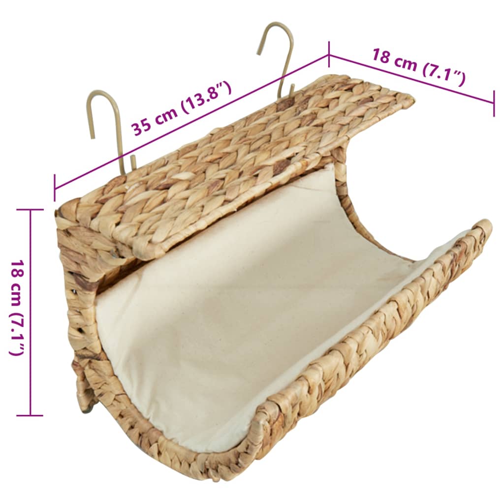 Cat Bed with Cushion Water Hyacinth 35x18x18 cm