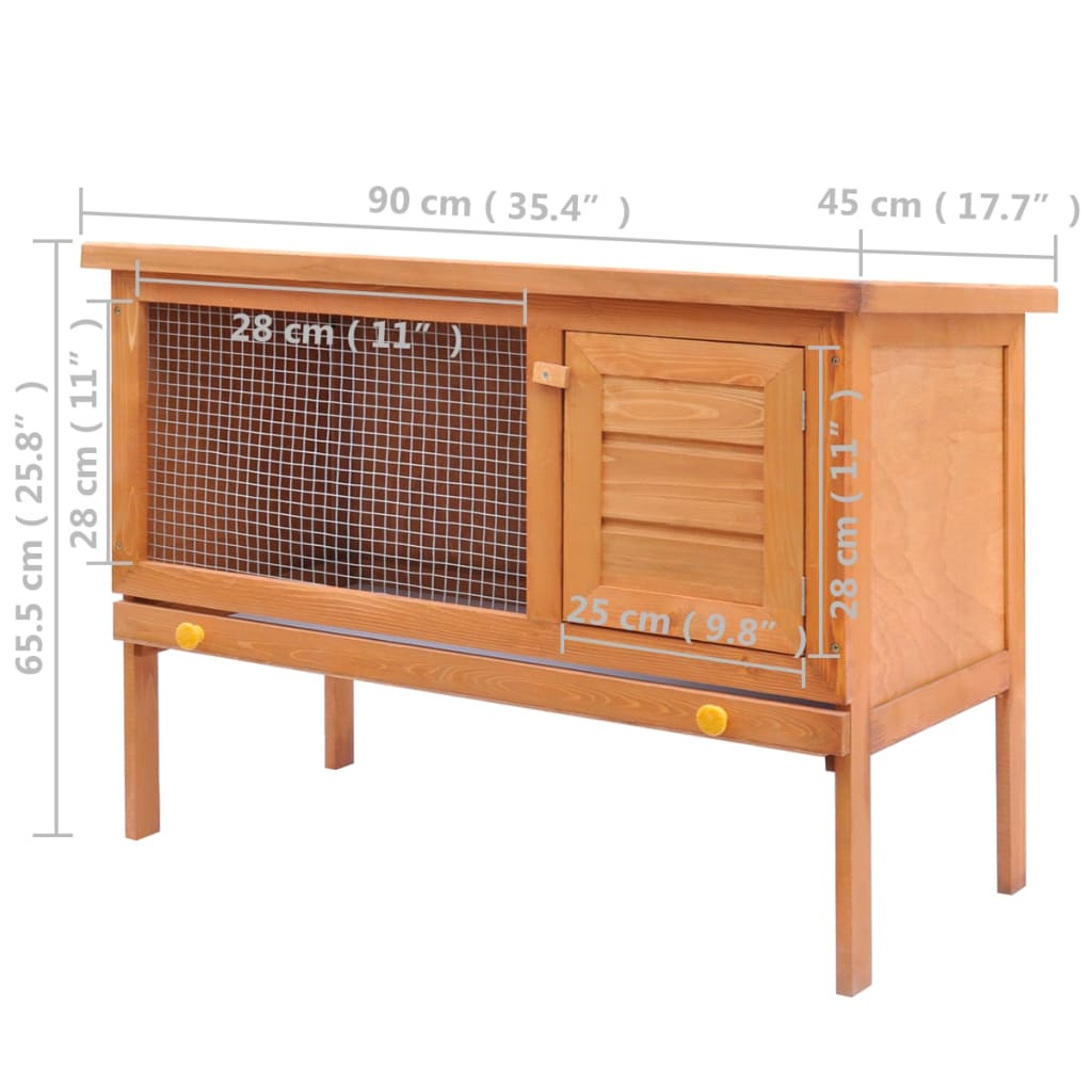 Outdoor Rabbit Hutch 1 Layer Wood