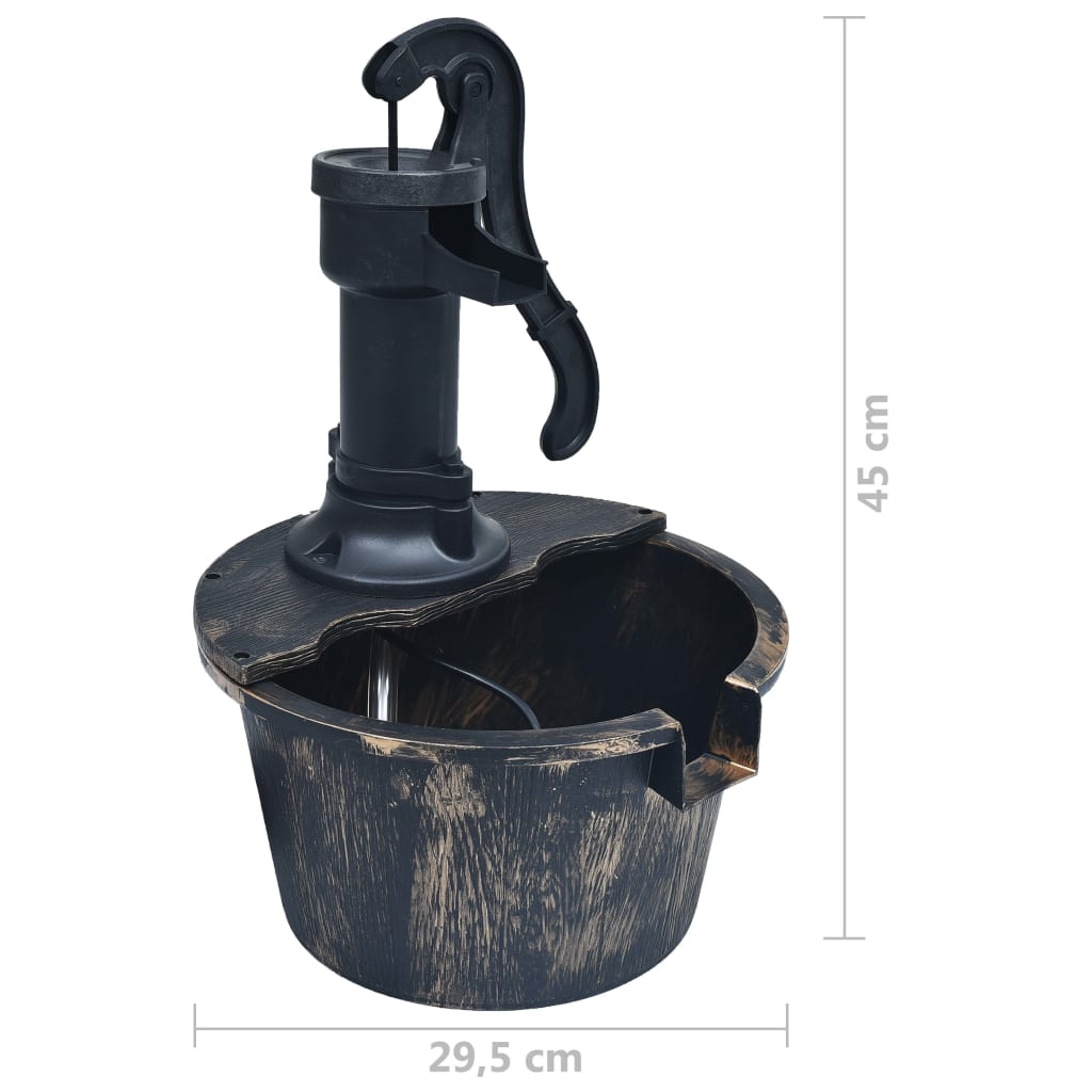 Garden Water Fountain Barrel with Pump