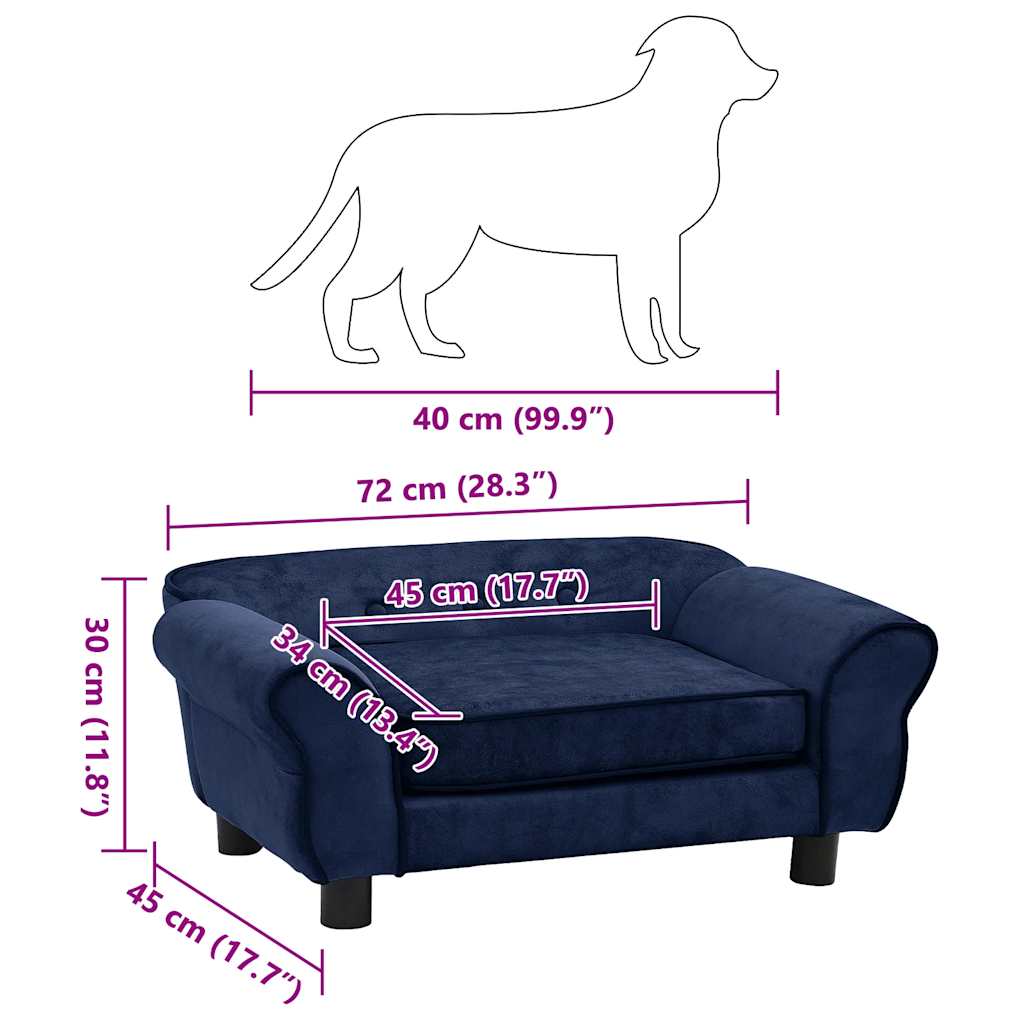 Dog Sofa Blue 72x45x30 cm Plush