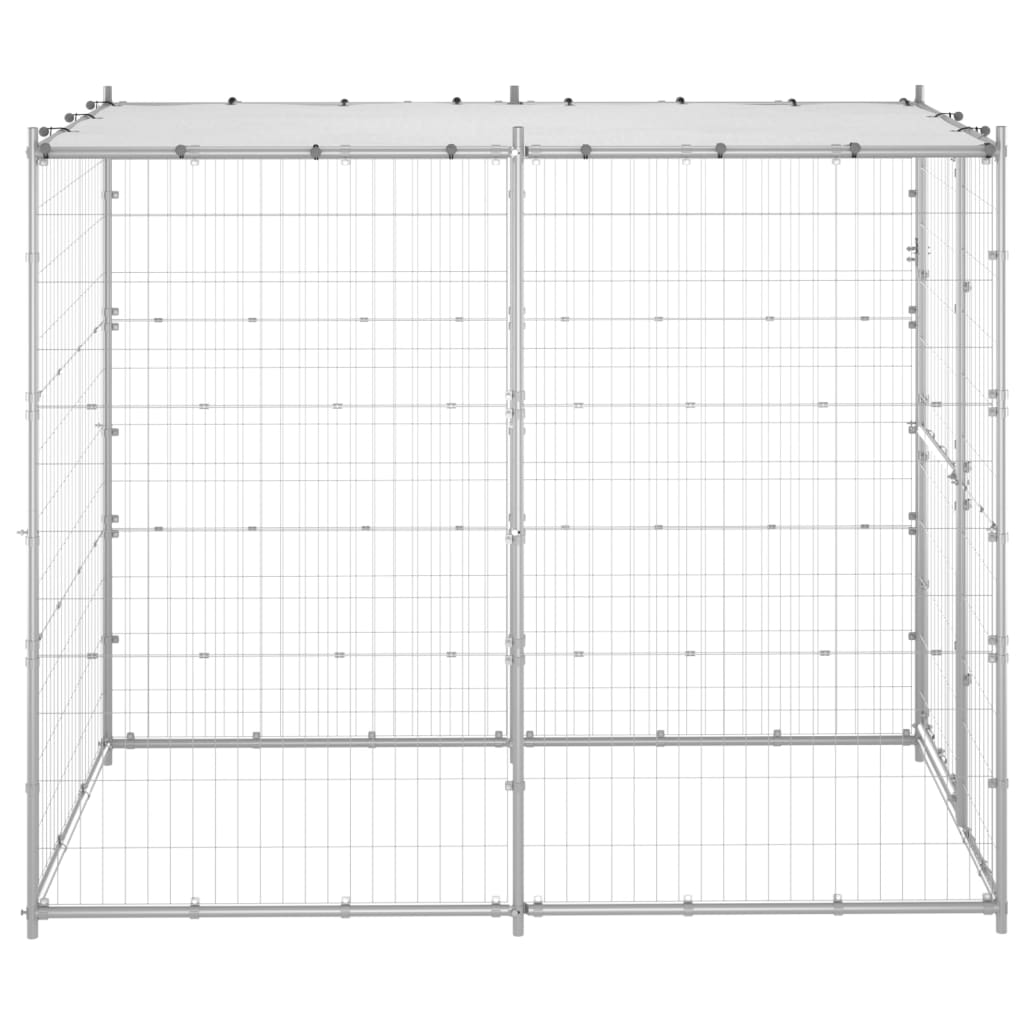 Outdoor Dog Kennel Galvanised Steel with Roof 110x220x180 cm