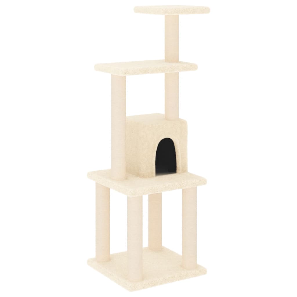 Cat Tree with Sisal Scratching Posts Cream 105 cm