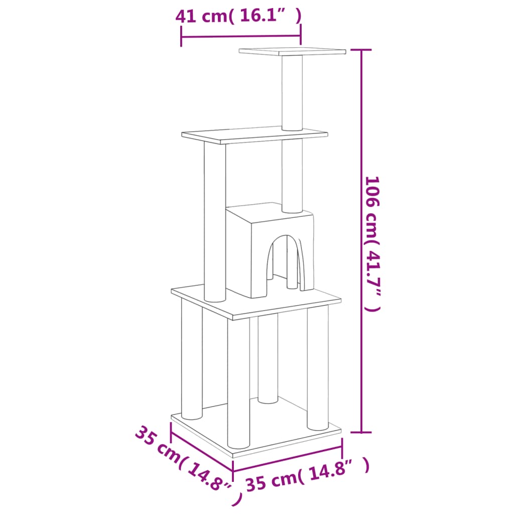 Cat Tree with Sisal Scratching Posts Cream 105 cm