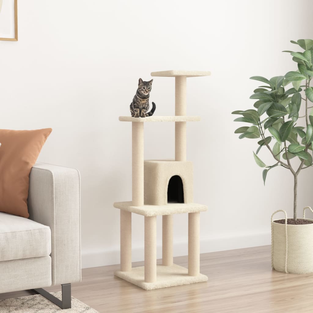 Cat Tree with Sisal Scratching Posts Cream 105 cm