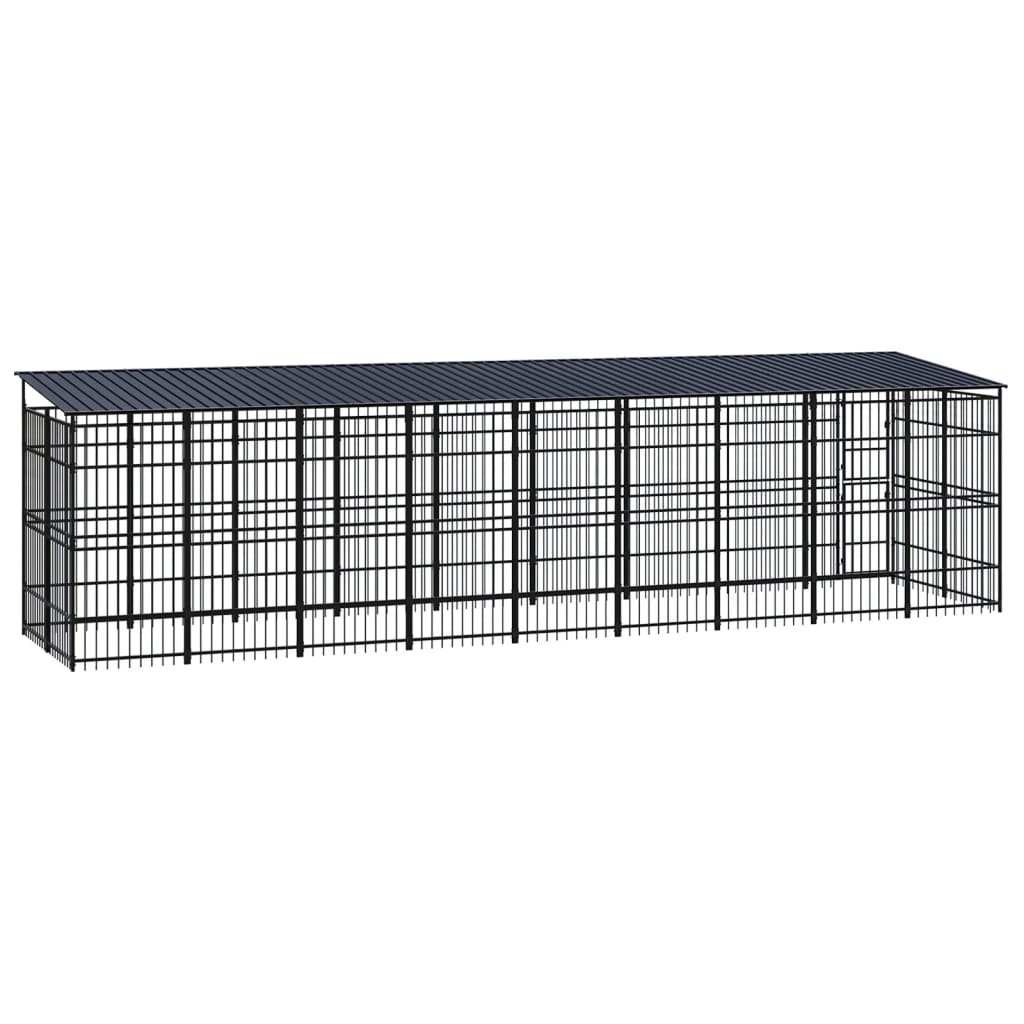 Outdoor Dog Kennel with Roof Steel 16.59 m²