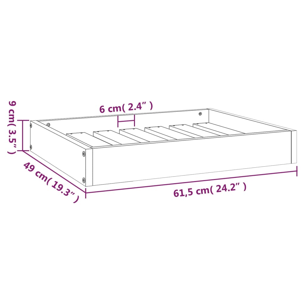 Dog Bed White 61.5x49x9 cm Solid Wood Pine