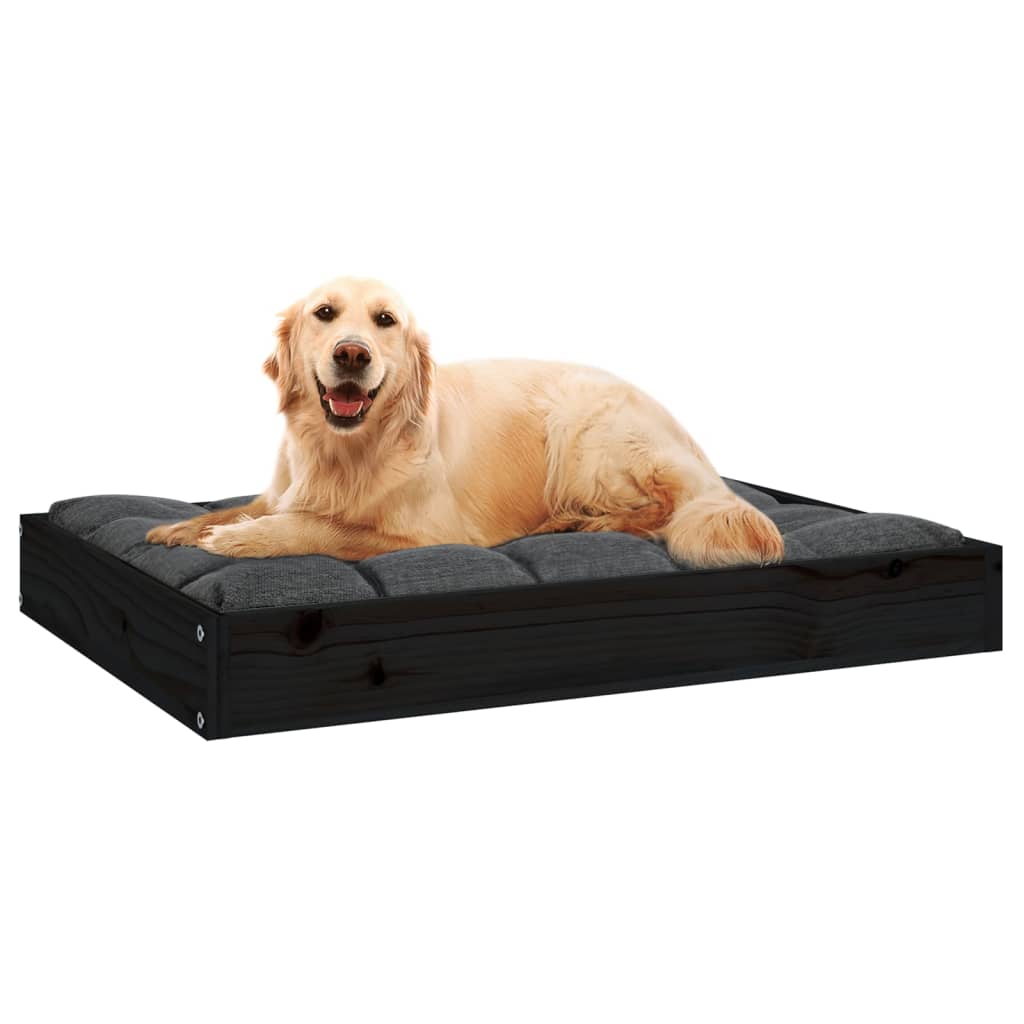 Dog Bed Black 71.5x54x9 cm Solid Wood Pine