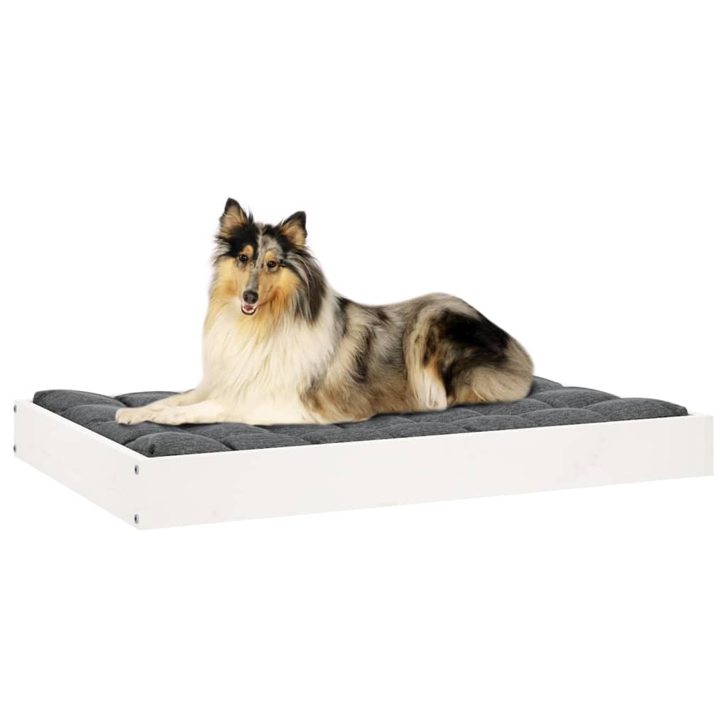 Dog Bed White 91.5x64x9 cm Solid Wood Pine