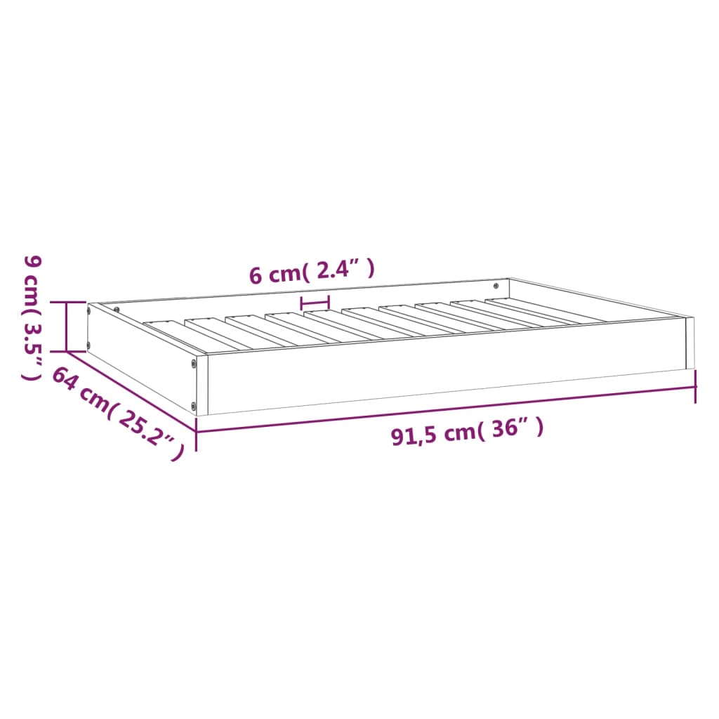 Dog Bed White 91.5x64x9 cm Solid Wood Pine