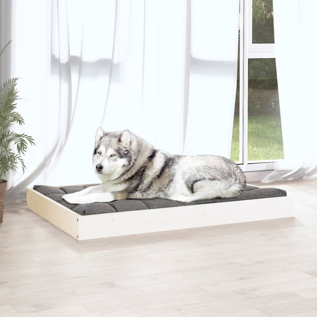 Dog Bed White 101.5x74x9 cm Solid Wood Pine