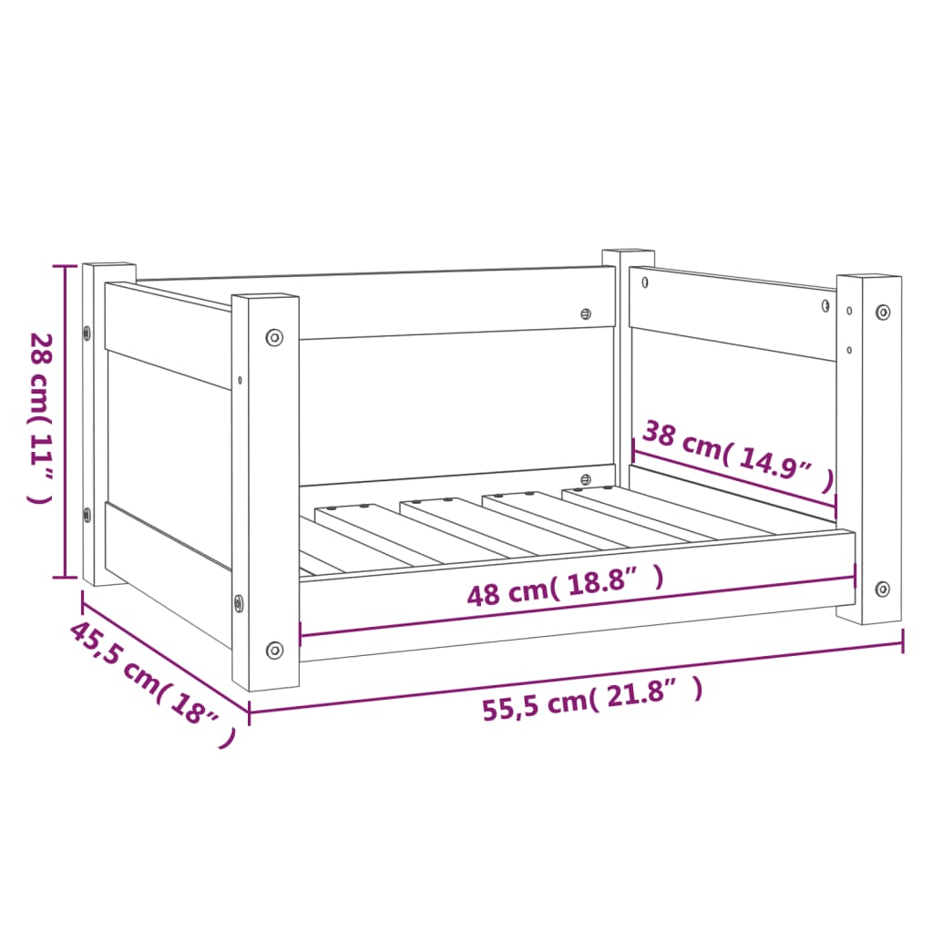 Dog Bed White 55.5x45.5x28 cm Solid Pine Wood