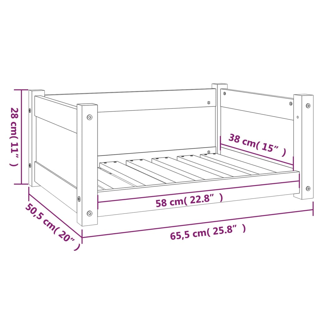 Dog Bed White 65.5x50.5x28 cm Solid Pine Wood