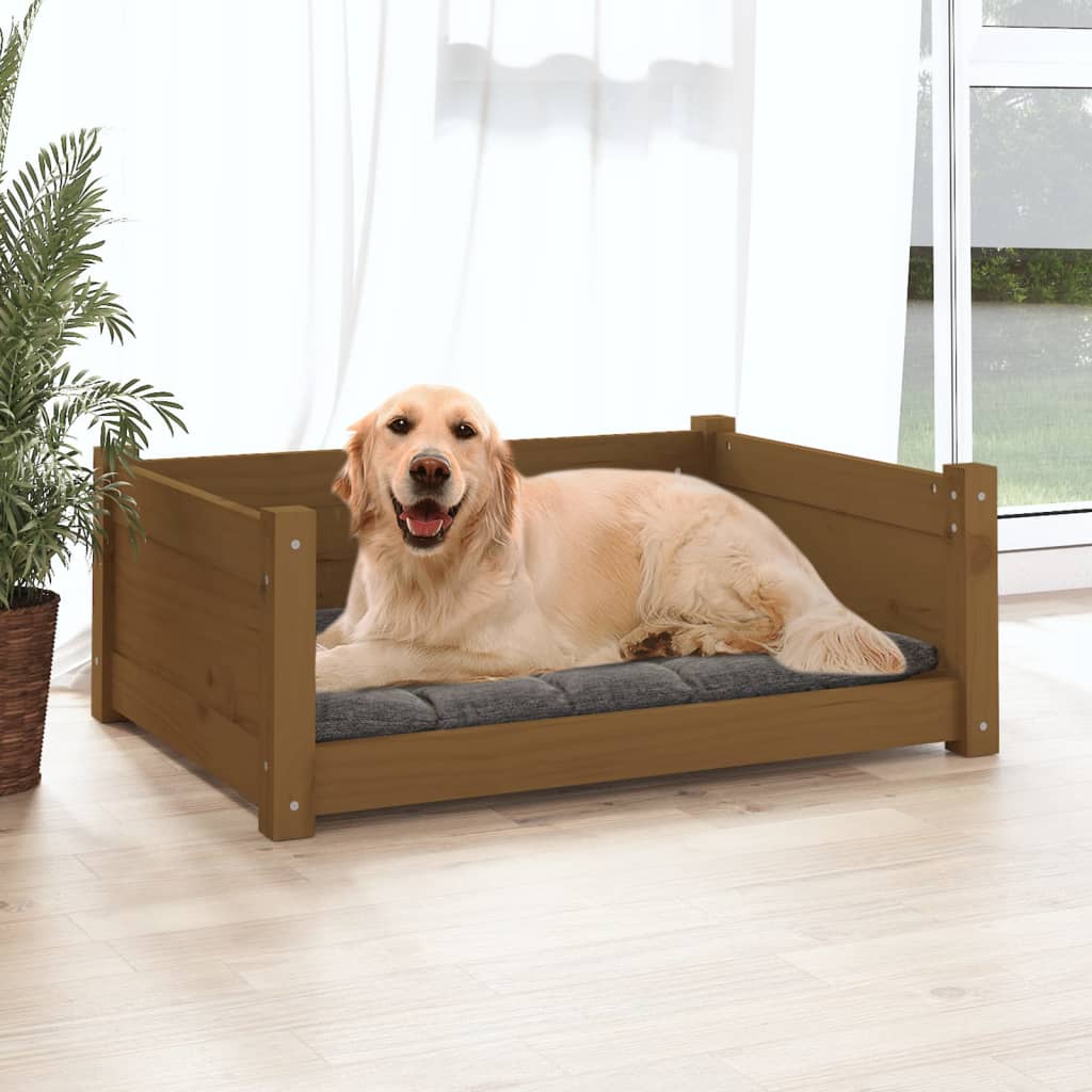 Dog Bed Honey Brown 75.5x55.5x28 cm Solid Pine Wood