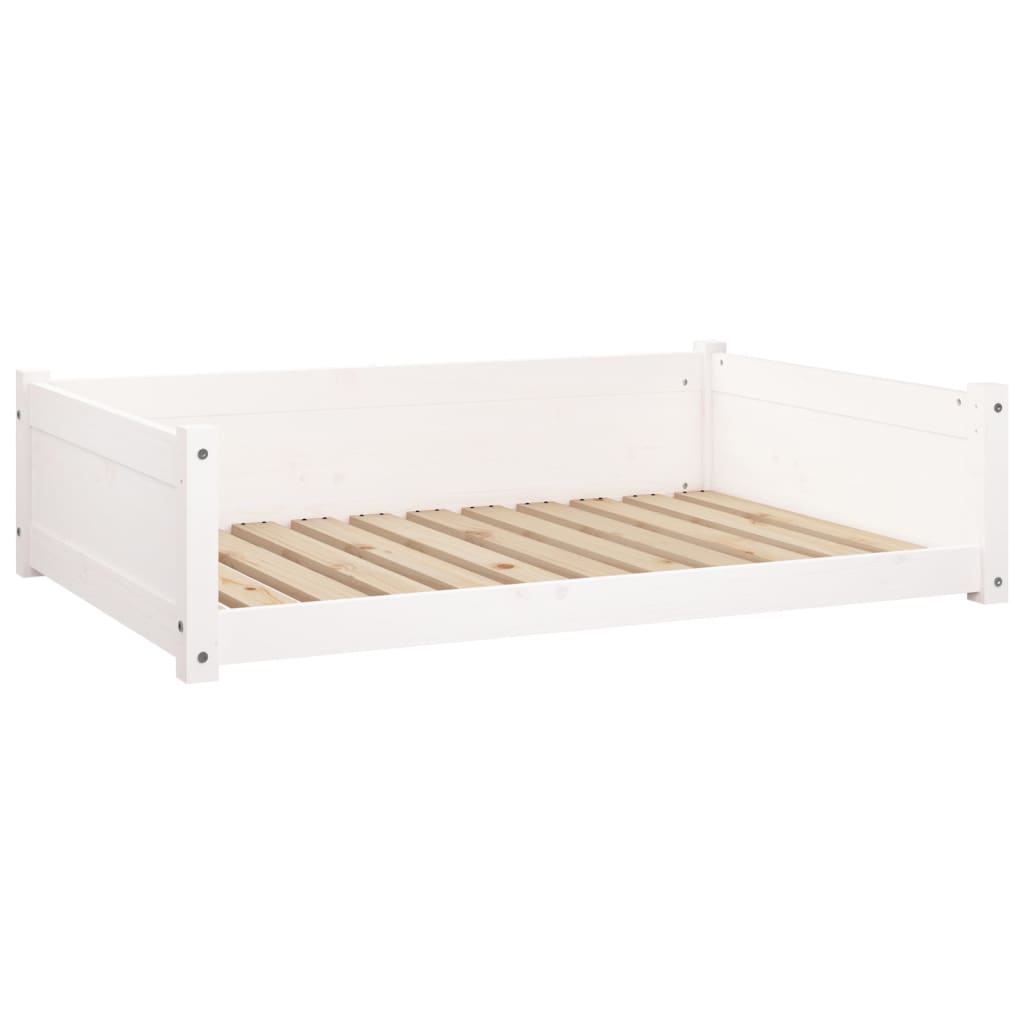 Dog Bed White 105.5x75.5x28 cm Solid Pine Wood