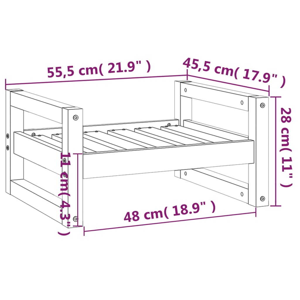 Dog Bed 55.5x45.5x28 cm Solid Pine Wood