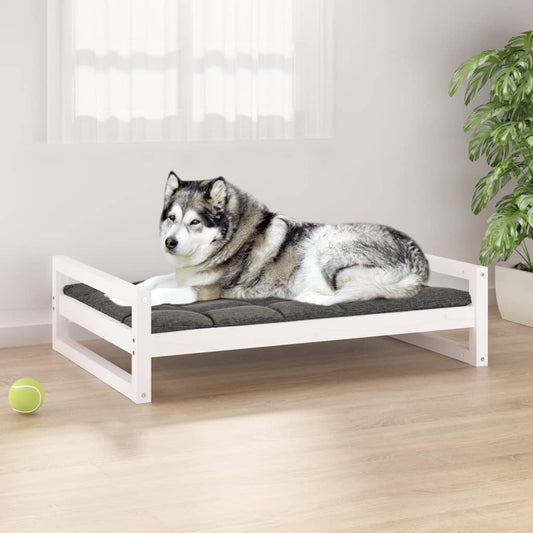 Dog Bed White 105.5x75.5x28 cm Solid Pine Wood