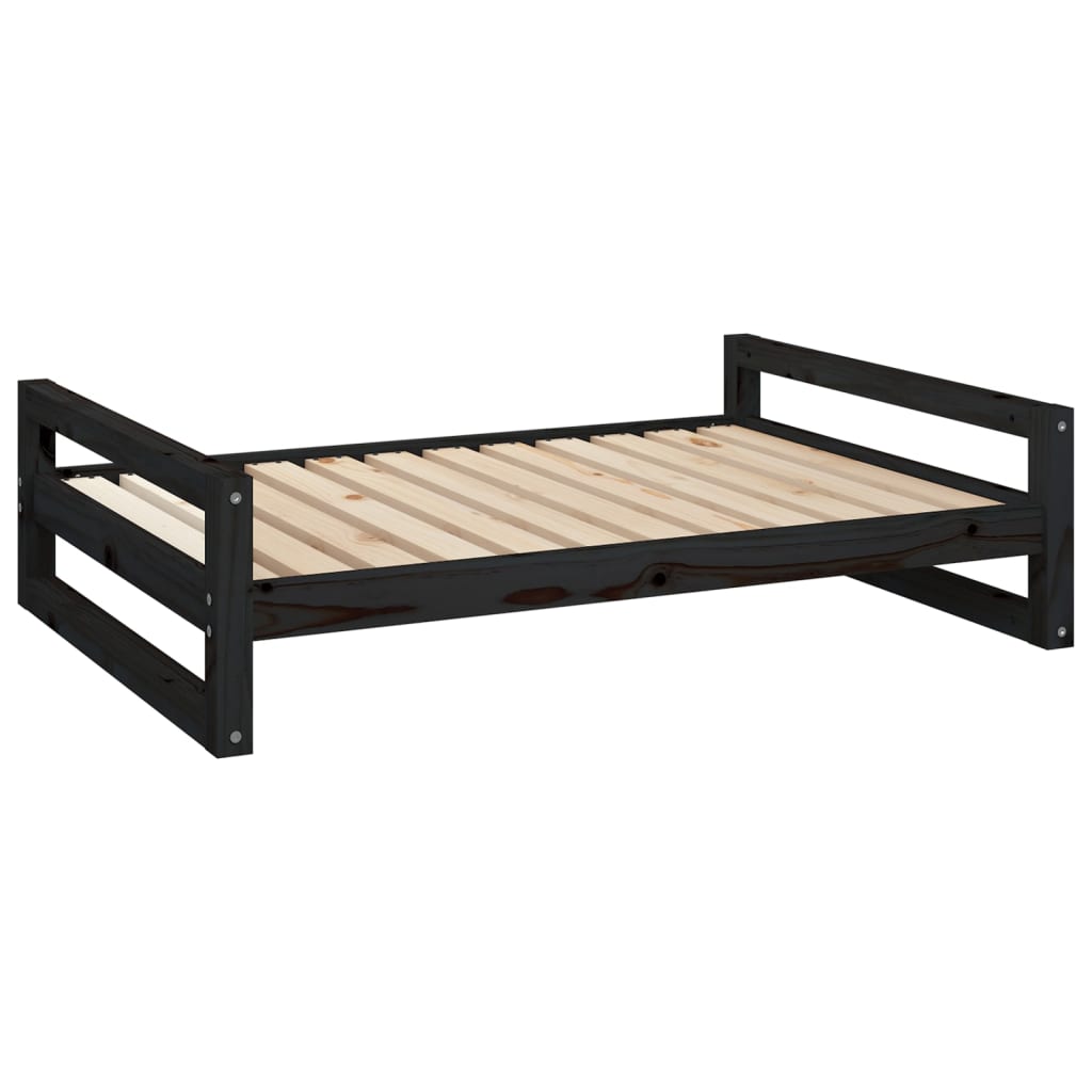 Dog Bed Black 105.5x75.5x28 cm Solid Pine Wood