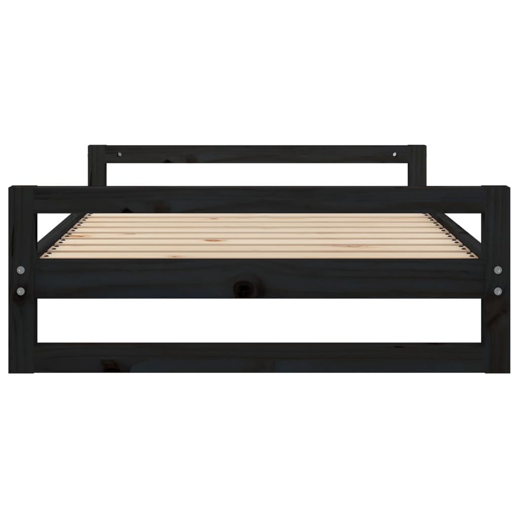 Dog Bed Black 105.5x75.5x28 cm Solid Pine Wood