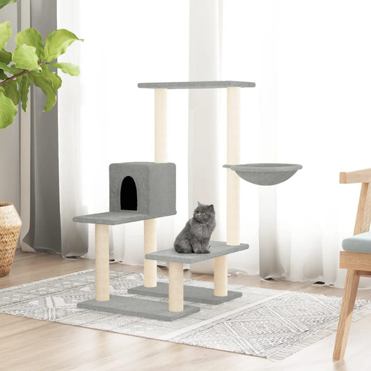 Cat Tree with Sisal Scratching Posts Light Grey 94.5 cm