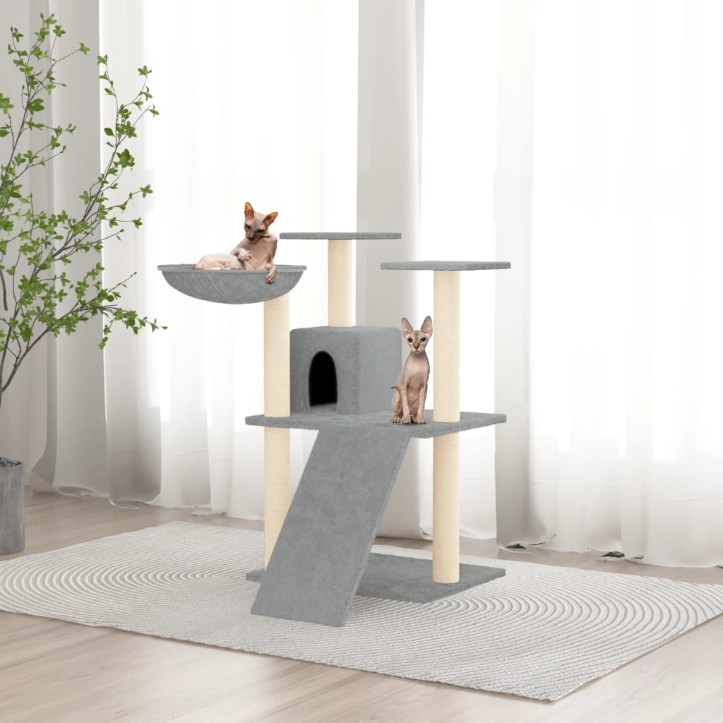 Cat Tree with Sisal Scratching Posts Light Grey 83 cm