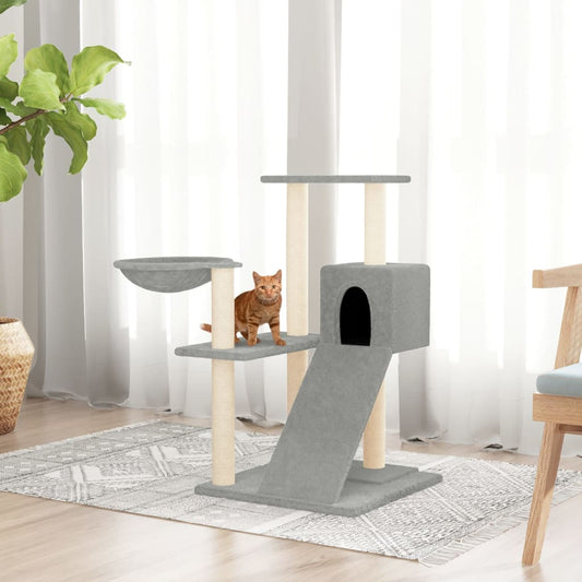 Cat Tree with Sisal Scratching Posts Light Grey 82 cm