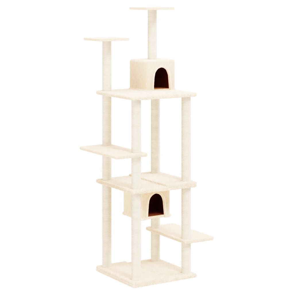 Cat Tree with Sisal Scratching Posts Cream 176 cm