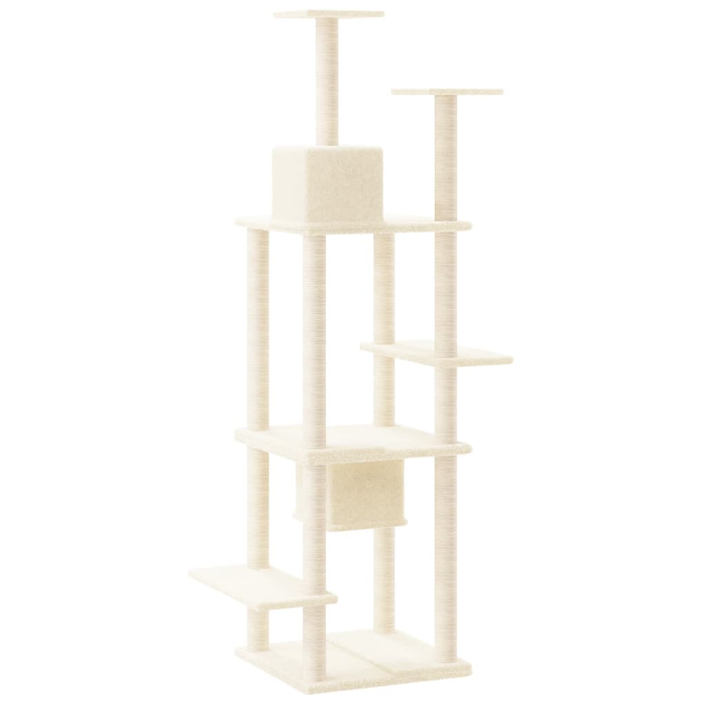 Cat Tree with Sisal Scratching Posts Cream 176 cm