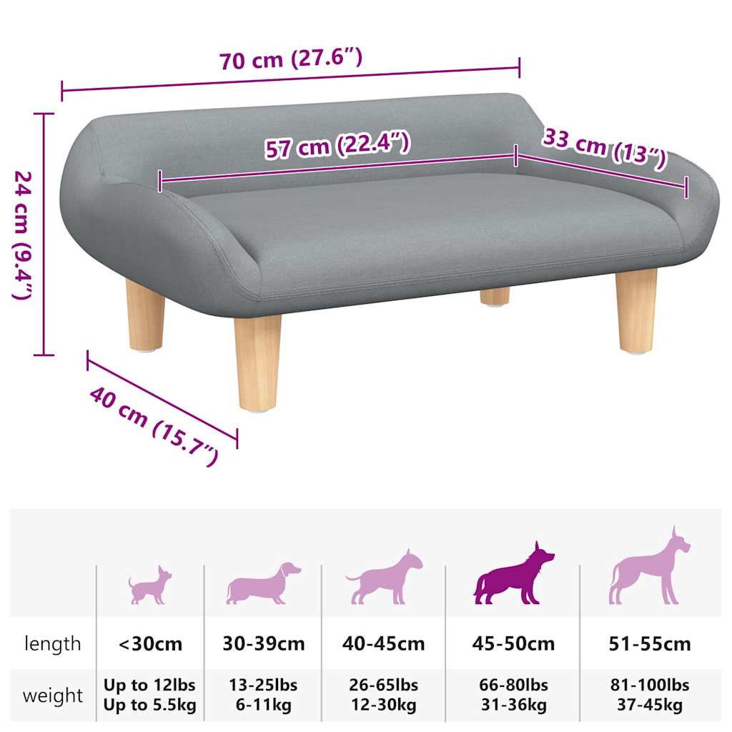 Dog Bed Light Grey 70x40x24 cm Fabric