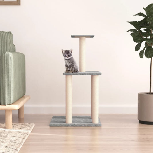 Cat Tree with Sisal Scratching Posts Light Grey 85.5 cm