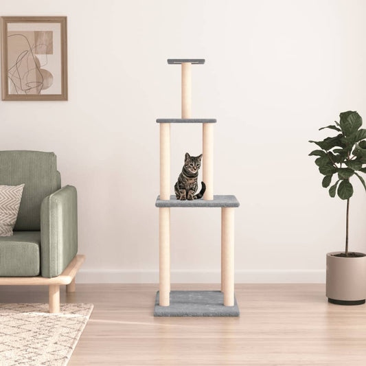 Cat Tree with Sisal Scratching Posts Light Grey 149 cm