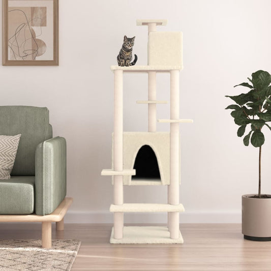 Cat Tree with Sisal Scratching Posts Cream 154 cm