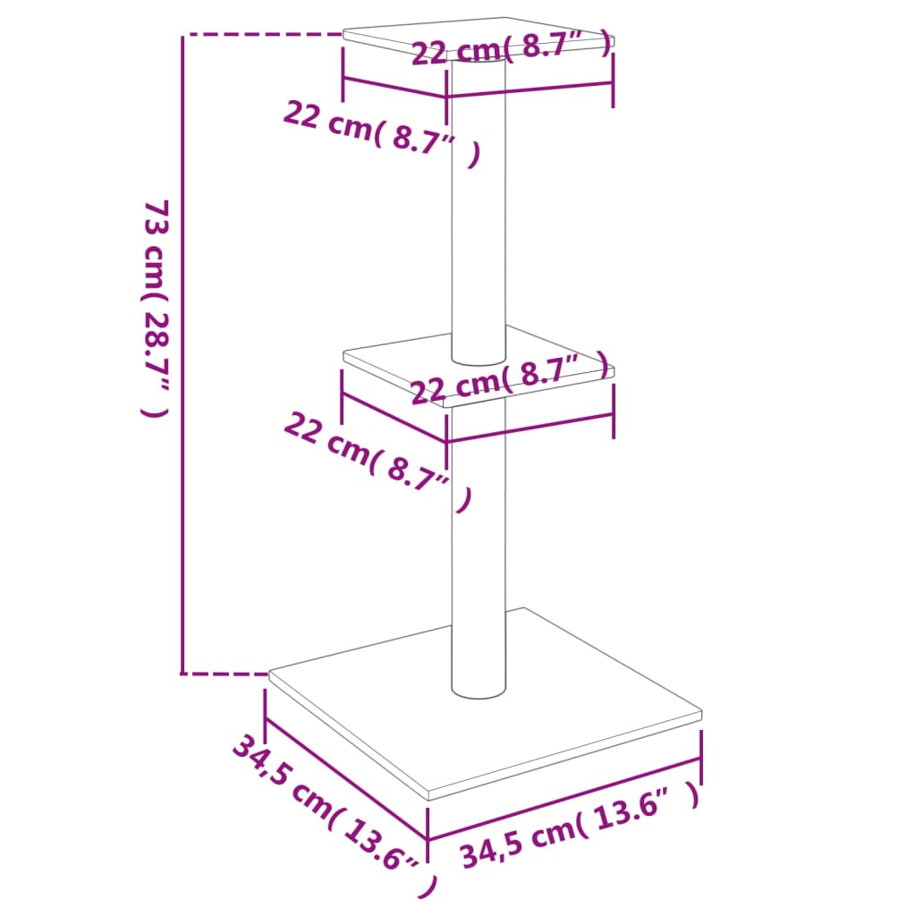 Cat Tree with Sisal Scratching Posts Light Grey 73 cm