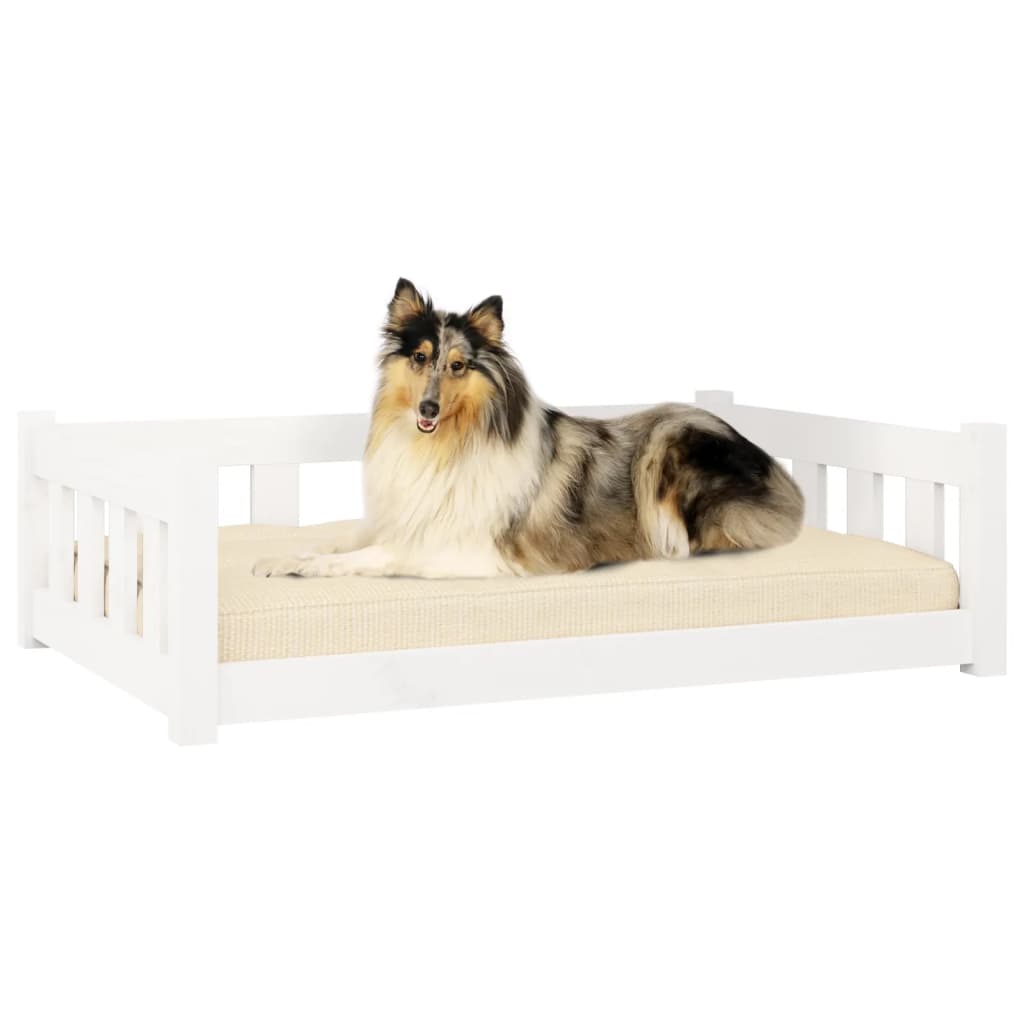 Dog Bed White 95.5x65.5x28 cm Solid Wood Pine