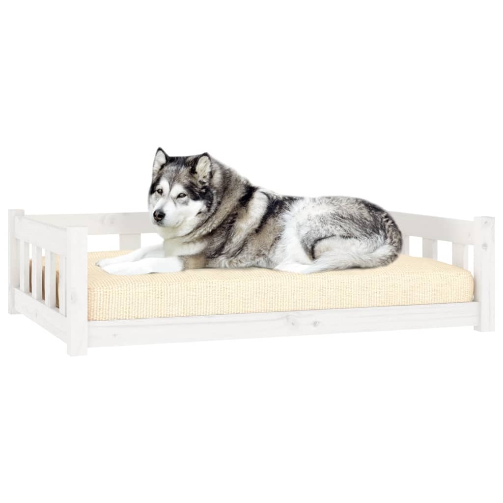 Dog Bed White 105.5x75.5x28 cm Solid Wood Pine