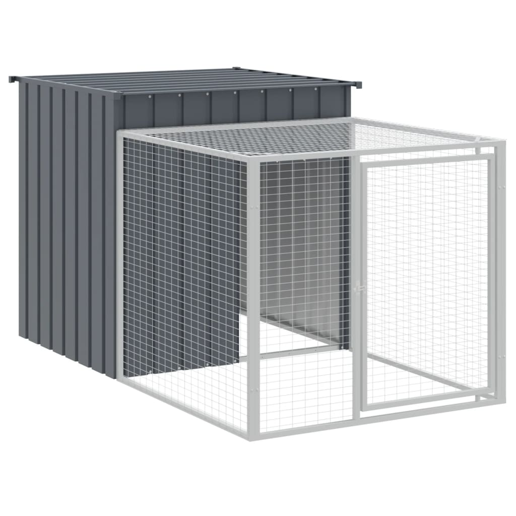 Chicken Cage with Run Anthracite 110x201x110 cm Galvanised Steel