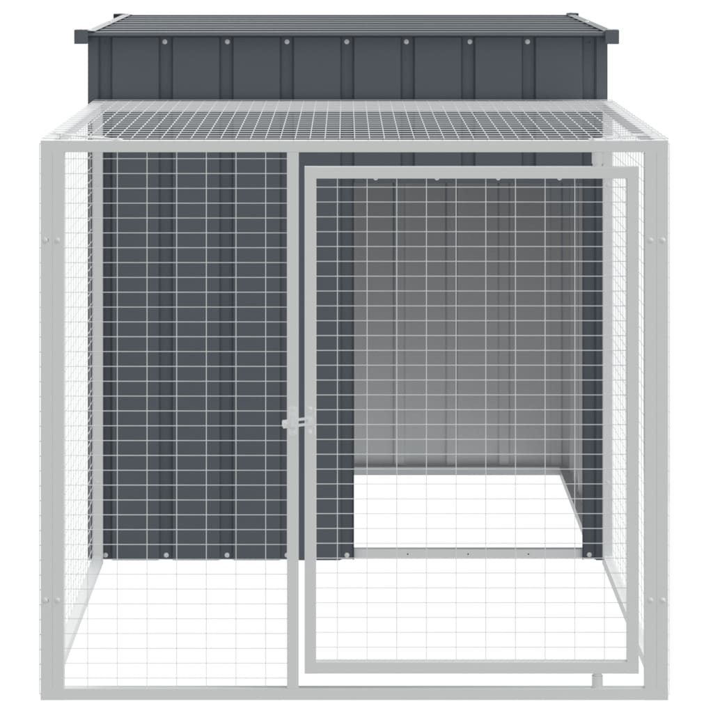 Chicken Cage with Run Anthracite 110x201x110 cm Galvanised Steel