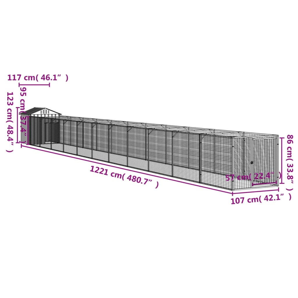 Dog House with Roof Anthracite 117x1221x123 cm Galvanised Steel