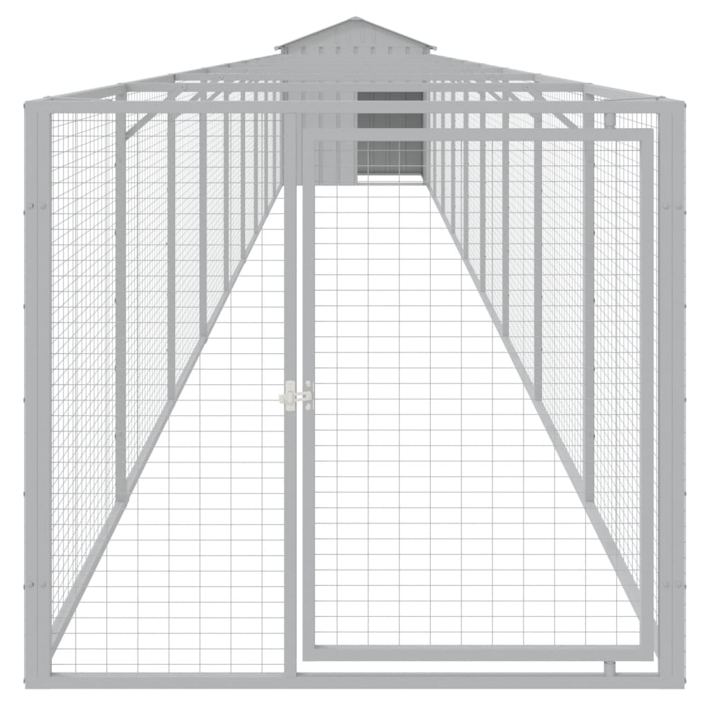 Dog House with Roof Light Grey 117x1017x123 cm Galvanised Steel