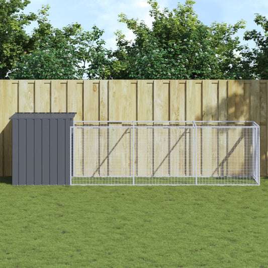 Dog House with Run Anthracite 110x405x110 cm Galvanised Steel