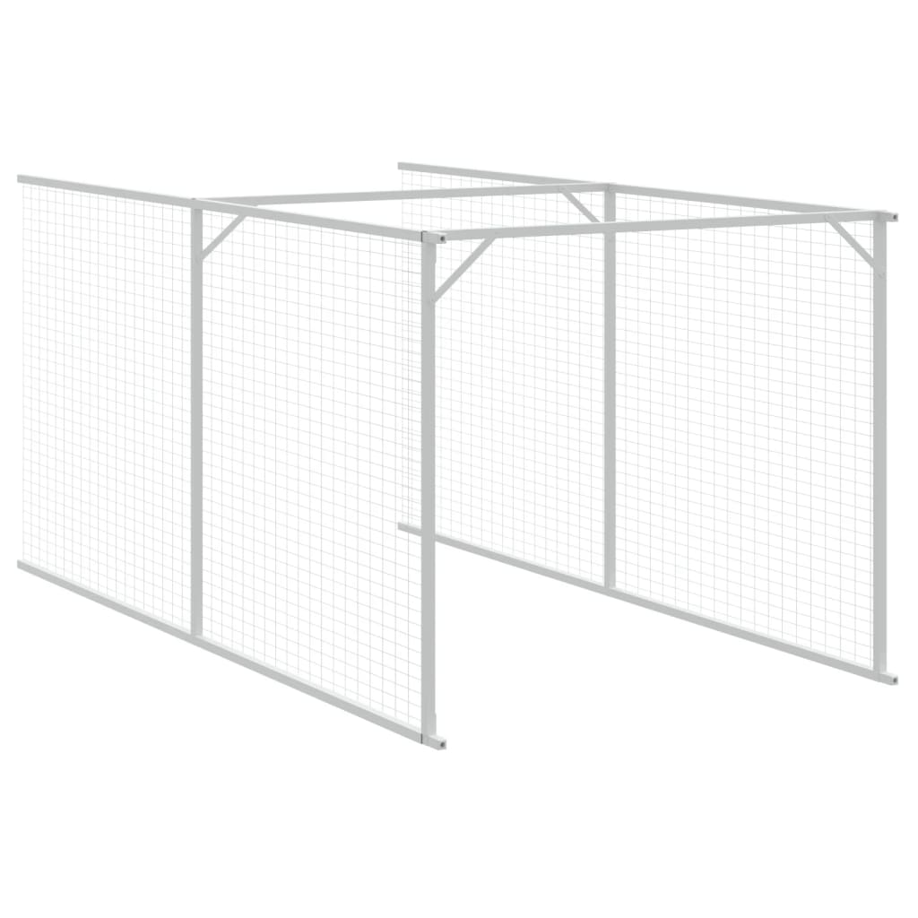 Dog House with Run Light Grey 110x1017x110 cm Galvanised Steel