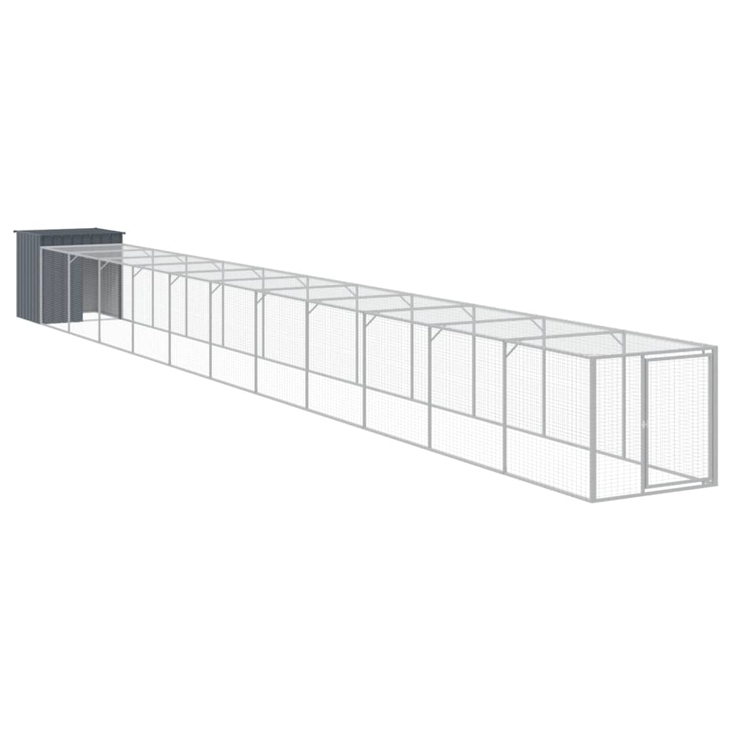 Chicken Cage with Run Anthracite 110x1221x110 cm Galvanised Steel