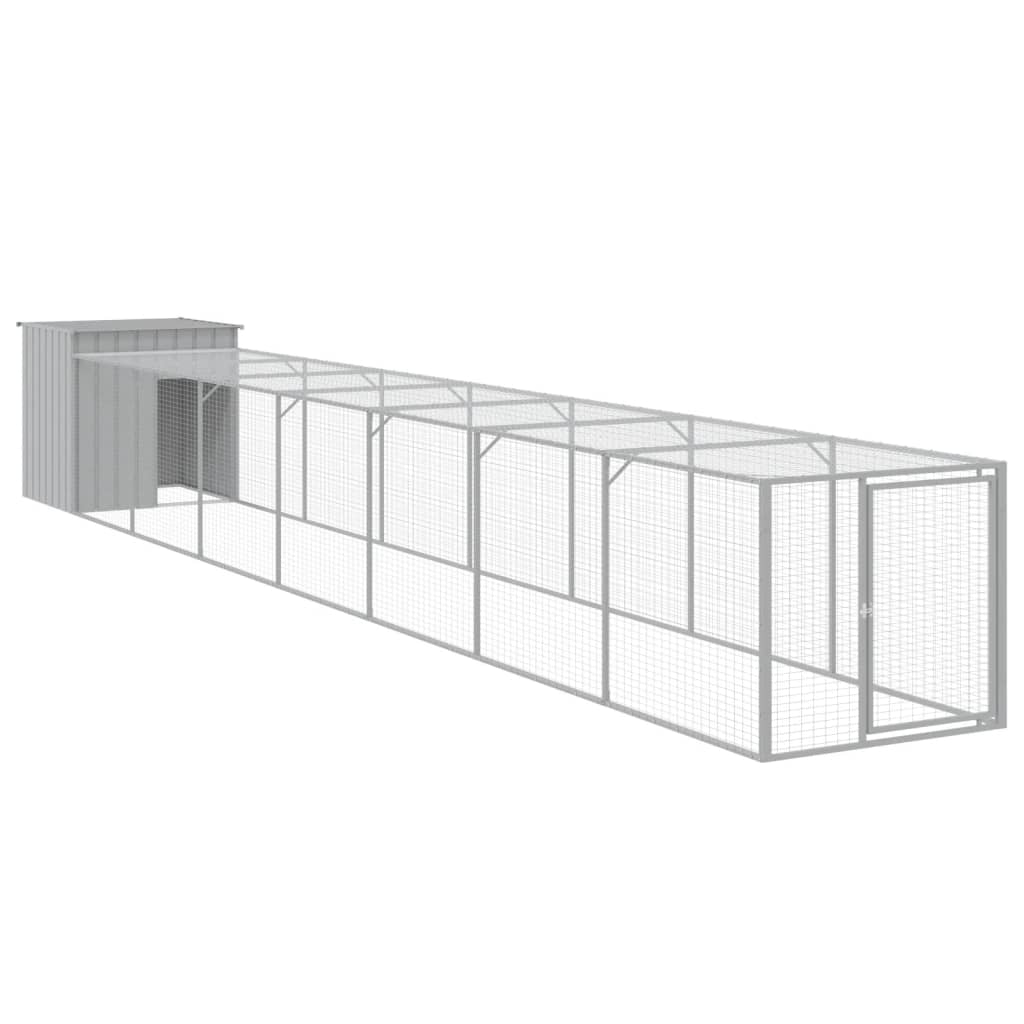 Chicken Cage with Run Light Grey 110x813x110 cm Galvanised Steel