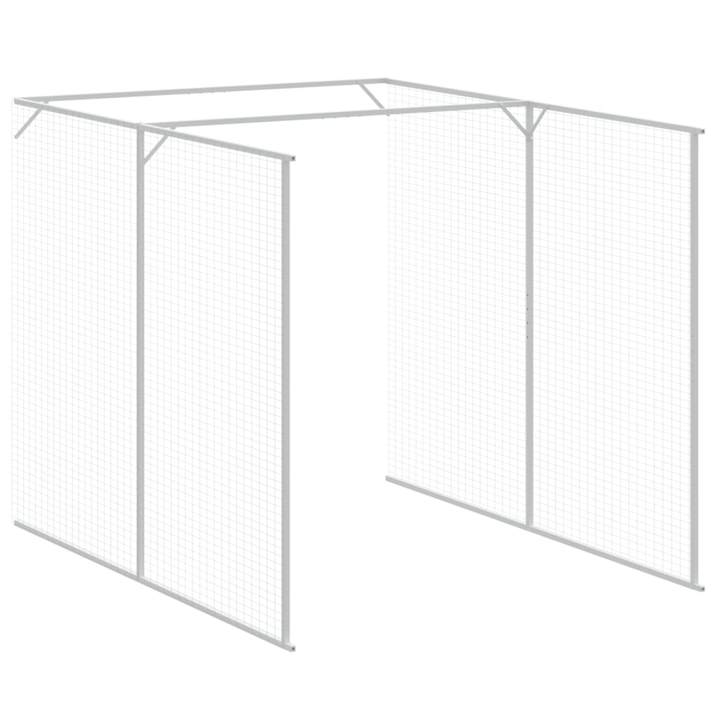 Dog House with Run Light Grey 165x455x181 cm Galvanised Steel