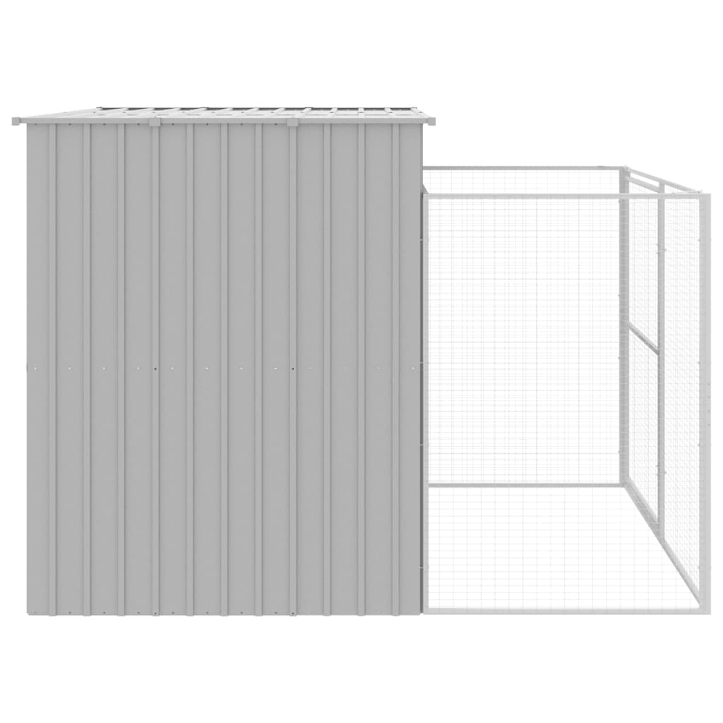 Dog House with Run Light Grey 214x253x181 cm Galvanised Steel