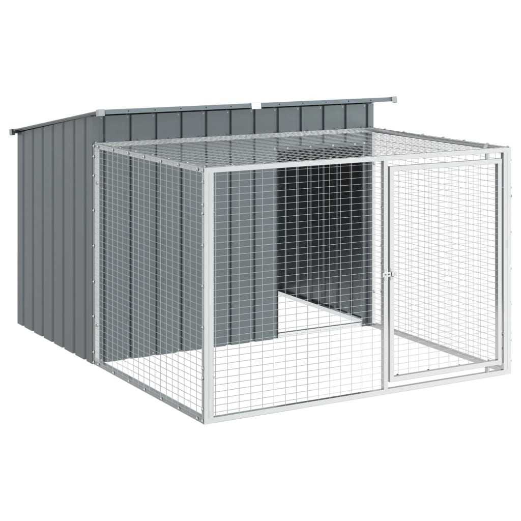 Dog House with Run Anthracite 153x194x110 cm Galvanised Steel