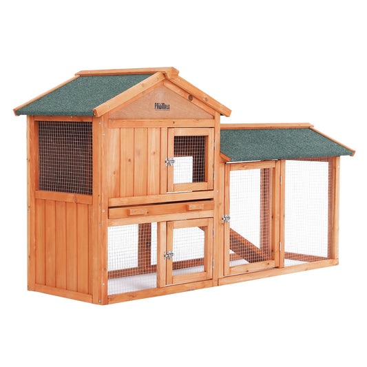 Rabbit Hutch Chicken Coop 148 x 44 x 84.5cm 2 Storey Pet Cage Run SIENA