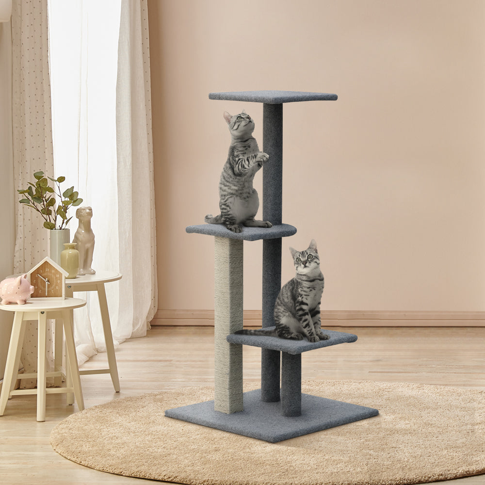 i.Pet Cat Tree 124cm Scratching Post Tower Scratcher Trees Wood Condo Board