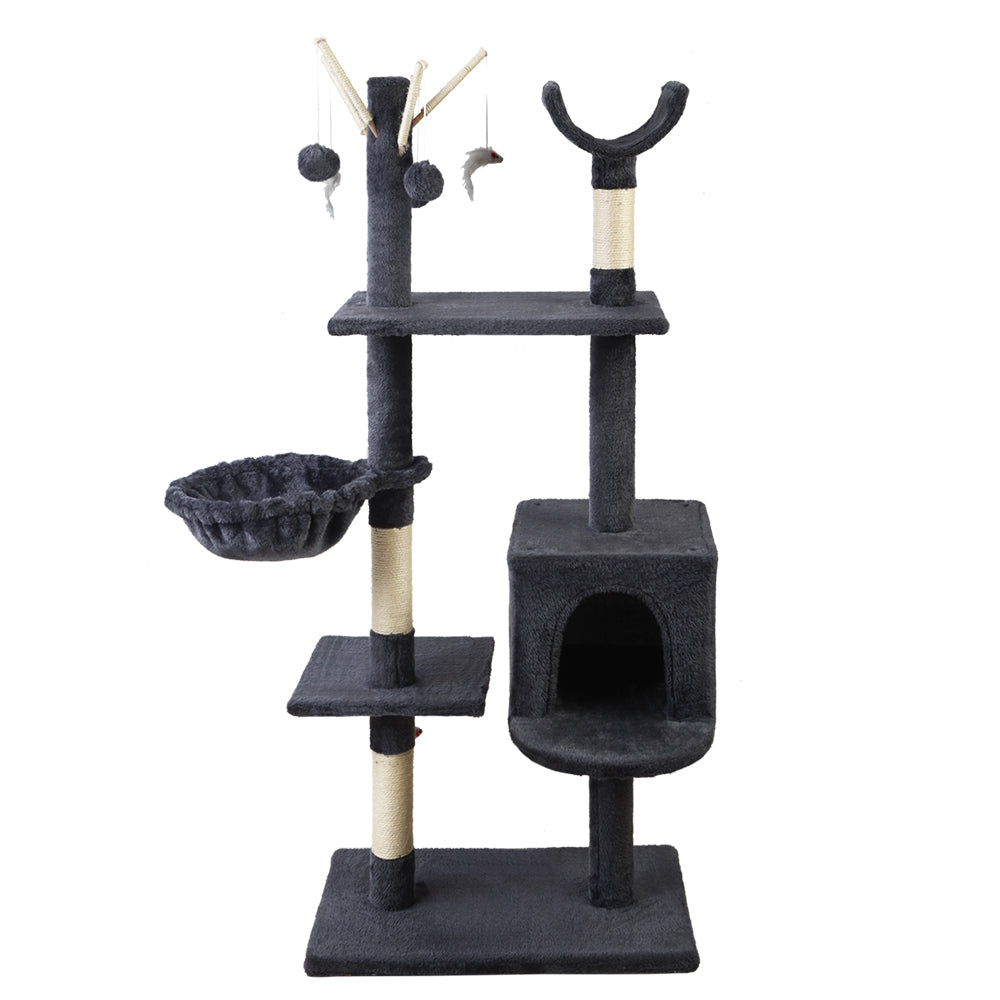 i.Pet Cat Tree 140cm Tower Scratching Post Scratcher Trees Toys Condo Bed Grey