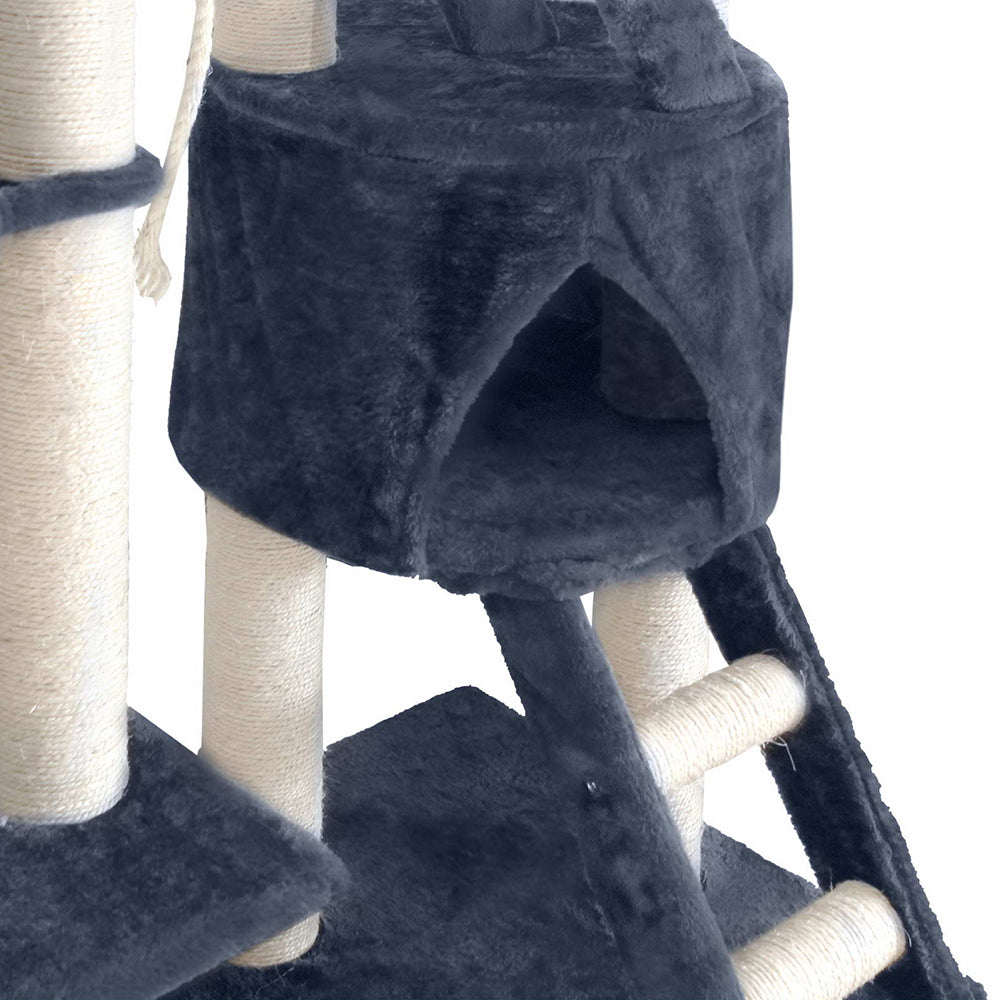 i.Pet Cat Tree 244cm Tower Scratching Post Scratcher Trees Condo House Grey